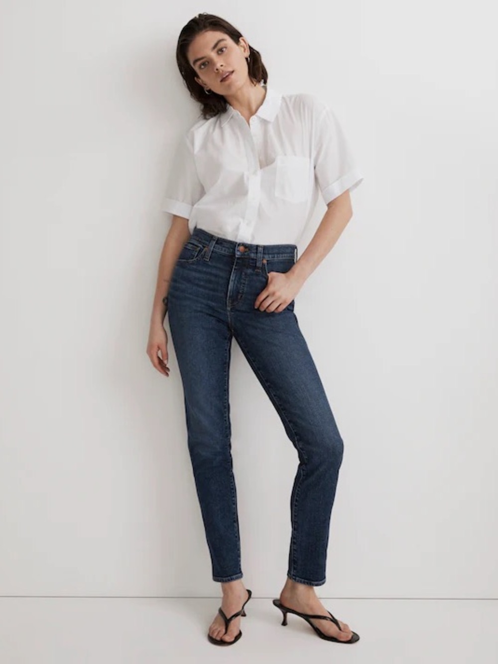 NWT Madewell Stovepipe Jeans Harborton Dark Wash Straight Slim Leg Denim Size 28